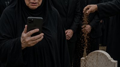 مع سقوط آخر حفنة تراب فوق قبر زوجي..